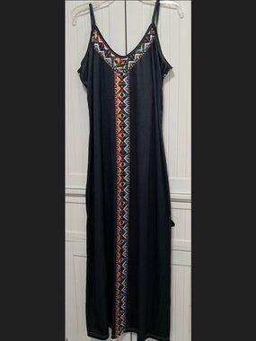 Boho Colorful Geometric Pattern V-neck Maxi Dress For Beach Vacation Casual